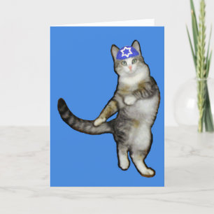Cartão De Festividades Hanukkah Card for Boy Dancing Cat