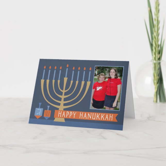 Cartão De Festividades Hanukkah dá boas-vindas com foto (Frente)