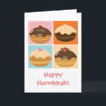 Cartão De Festividades Hanukkah doce feliz<br><div class="desc">Tempo da sobremesa - linha deliciosa design dos presentes das rosquinhas de Hanukkah. Todo o design é customizável - você pode mudar pias batismais do texto,  tamanho & as cores,  adicionam/removem/textos & gráficos da mudança. © dos gráficos & do design de EveStock todos os direitos reservados</div>