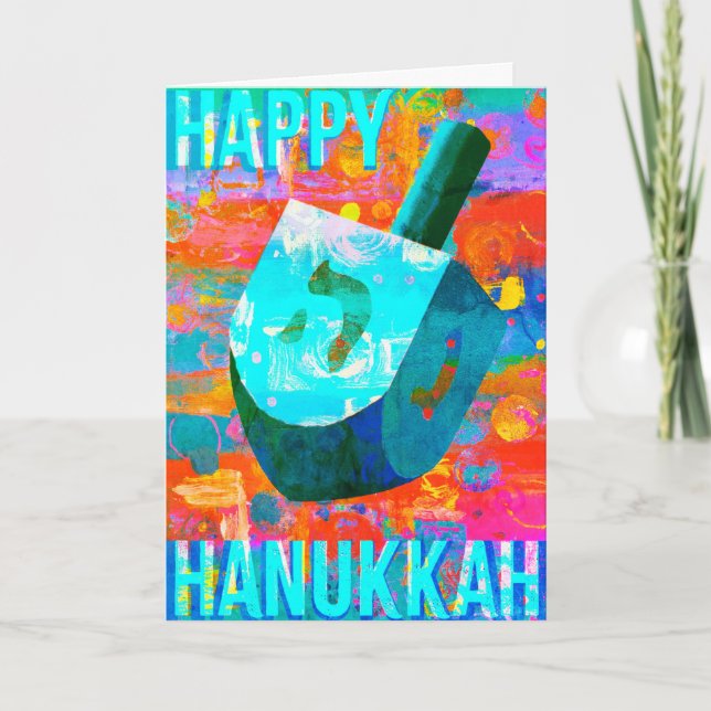 Cartão De Festividades Hanukkah Dreidel (Frente)
