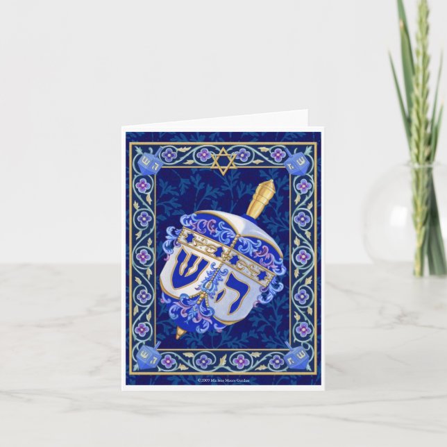 Cartão De Festividades Hanukkah Dreidel Notecard (Frente)