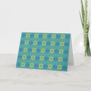 Cartão De Festividades Hanukkah Dreidels + Stars