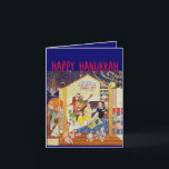 CARTÃO DE FESTIVIDADES HANUKKAH FELIZ<br><div class="desc">De uma pintura original de STGartworks. Uma rendição bonita do recolhimento da família para comemorar o costume da iluminação das velas. Boa vinda uma e tudo! FERIADO FELIZ!!! .stg.</div>