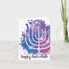 Cartão De Festividades Hanukkah feliz, Menorah, moderno Arte-Inspirado