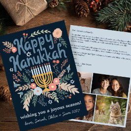 Cartão De Festividades Hanukkah FLorals Art PERSONALIZADO em mão 4 FOTO