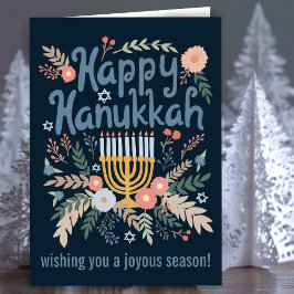 Cartão De Festividades Hanukkah FLorals CLIQUE de Arte desenhado à mão