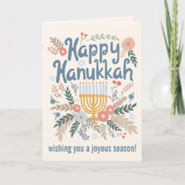 Cartão De Festividades Hanukkah FLorals CLIQUE de Arte desenhado à mão