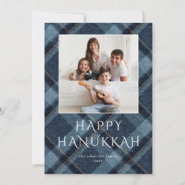 Cartão De Festividades Hanukkah Fotos Xadrez Azul