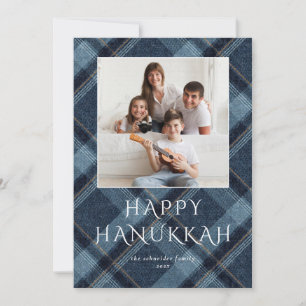 Cartão De Festividades Hanukkah Fotos Xadrez Azul