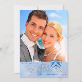 Cartão De Festividades Hanukkah Joyous Beneficia Azul De Aquarela