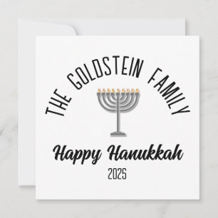 Cartão De Festividades Hanukkah Judaico Chanuka Nome da Família Personali