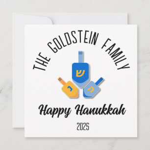 Cartão De Festividades Hanukkah Judaico Chanuka Nome da Família Personali