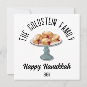 Cartão De Festividades Hanukkah Judaico Chanuka Nome da Família Personali