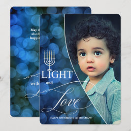 Cartão De Festividades Hanukkah Light and Love with Name and Photo