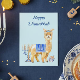 Cartão De Festividades Hanukkah Llama Engraçado Llamakkah Chrismukkah