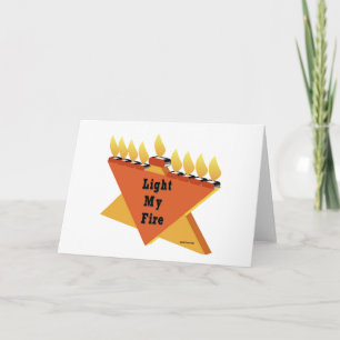 CARTÃO DE FESTIVIDADES HANUKKAH LUTOU O MEU PRESENTE MENORAH DE FOGO