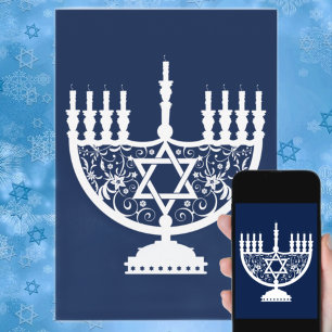 Cartão De Festividades Hanukkah Menorah
