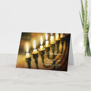Cartão De Festividades Hanukkah Menorah Lights Shalom, Peace to You