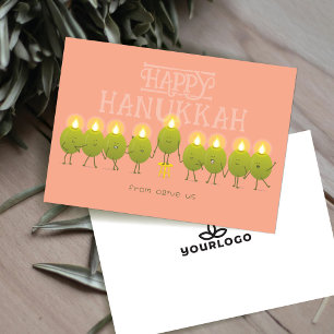 Cartão De Festividades Hanukkah Menorah Olives   Logotipo da empresa de p