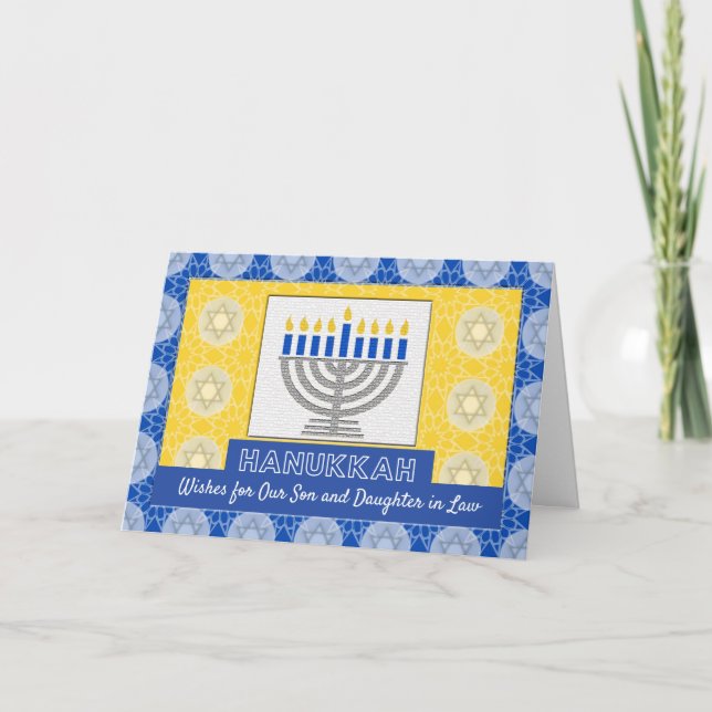 Cartão De Festividades Hanukkah Menorah para Filho e Filha de Direito (Frente)
