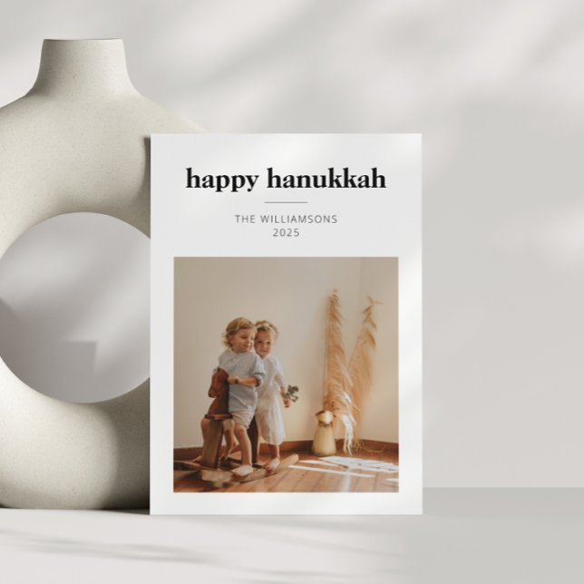 Cartão De Festividades Hanukkah Minimalista Moderna Foto Escandinavo (Criador carregado)