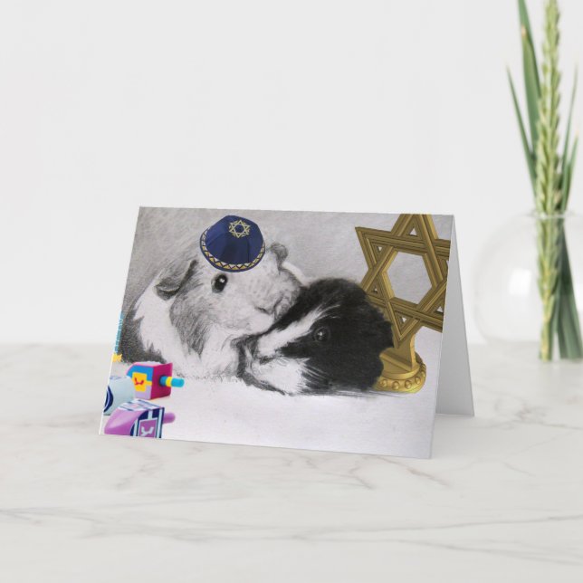 Cartão De Festividades Hanukkah Mitzvah Peegs Guiné - Suínos Personalizáv (Frente)