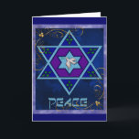 Cartão De Festividades Hanukkah Peace Art<br><div class="desc">Dove of Peace dentro star e a palavra "Paz" são um presente adorável e um desejo para o ano que vem. A azul,  verde,  roxo.</div>