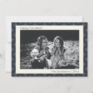 Cartão De Festividades Hanukkah Photo Modern Geométrico Blue Border