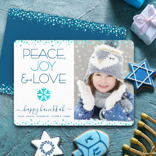 Cartão De Festividades Hanukkah Photo Peace Joy Love Snowflake Modern
