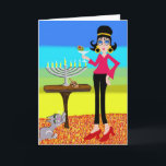 Cartão De Festividades Hanukkah retro e um Martini<br><div class="desc">Chanukah retro e um Martini</div>