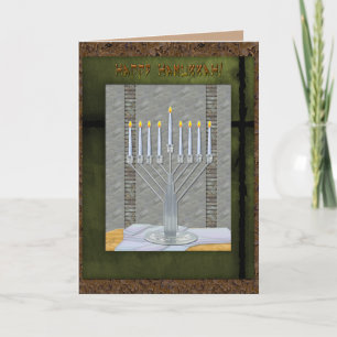Cartão De Festividades Hanukkah Rustic Art Deco MashUp (Personalized)