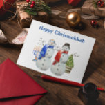 Cartão De Festividades Hanukkah Snowman Christmas Chrismukkah<br><div class="desc">Este design pode ser personalizado na área fornecida pela alteração da foto e/ou do texto. Ou pode ser personalizado clicando em Personalizar este Modelo e, em seguida, escolhendo o clique para personalizar mais a opção e excluir ou alterar a cor do plano de fundo, adicionar texto, alterar a cor ou...</div>