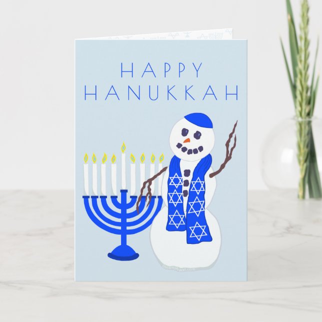 Cartão De Festividades Hanukkah Snowman Personalizado Por Toda A Impressã (Frente)