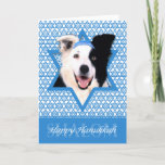 Cartão De Festividades Hanukkah Star de David - Border Collie<br><div class="desc">O que poderia fazer com que dizer Feliz Hanukkah fosse mais divertido do que ter esse Cachorro Collie da Fronteira vestindo um Yamaka cercado pela Estrela de David. Este design de feriado caprichoso irá certamente agradar aos seus amigos e familiares, assim como a outros amantes de cães. Este design está...</div>