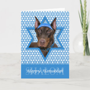 Cartão De Festividades Hanukkah Star de David - Doberman - Rocky