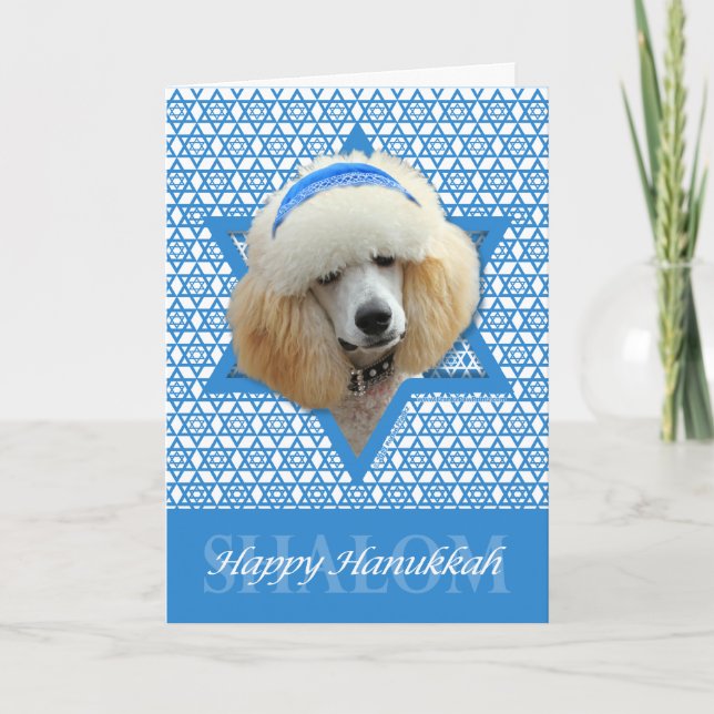 Cartão De Festividades Hanukkah Star de David - Poodle - Apricot (Frente)