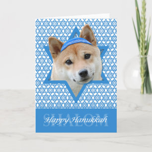 Cartão De Festividades Hanukkah Star of David - Shiba Inu