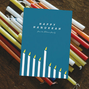 Cartão De Festividades Hanukkah Velas Minimalistas Modernas Azul Turquesa
