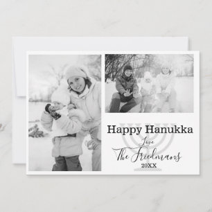 Cartão De Festividades Happ Hanukka Family 2 Photo Black White