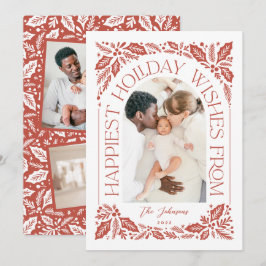 Cartão De Festividades Happiest Wish Arch Holly Berry 3 Photo Collage