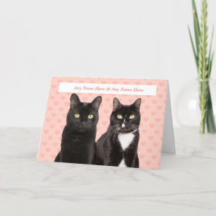 Cartão De Festividades Happy Anniversary Cute Cat Couple With Custom Name
