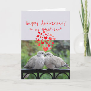 Cartão De Festividades Happy Anniversary to my SweetheartRomantic Birds
