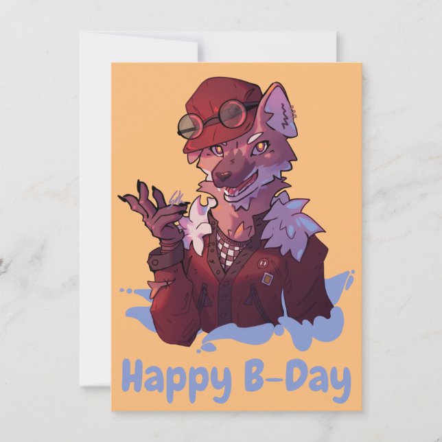 Cartão De Festividades Happy B-Day wolf (Frente)