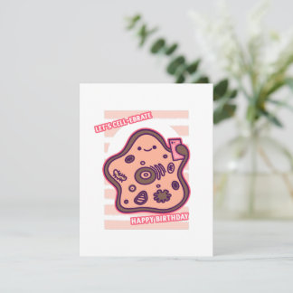 Cartão De Festividades Happy birthday lets celebrate biology cell pun