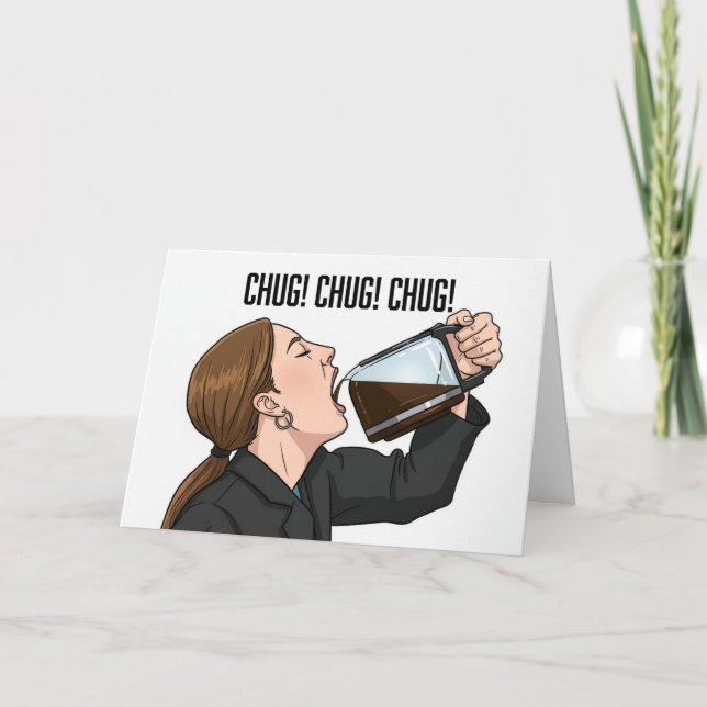 Cartão De Festividades Happy Birthday Office Coworker Funny Woman Coffee (Frente)