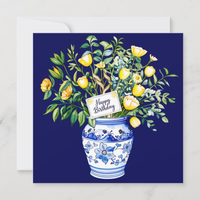 Cartão De Festividades Happy birthday to a friend & bouquet of flowers  (Frente)