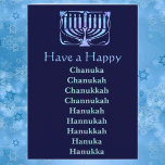 Cartão De Festividades Happy Chanuka<br><div class="desc">Os muitos insultos de Chanuka Chanukah Chanukkah Channukah Hanukah Hannukah Hanukkah Hanukkah Hanuka Hanukka</div>