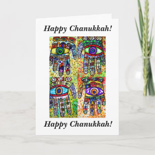 Cartão De Festividades Happy Chanukkah - Batik Judaica Hamsas Card