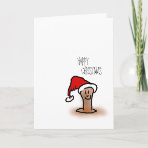 Cartão De Festividades Happy Christmas cartoon worm in a hole in ground