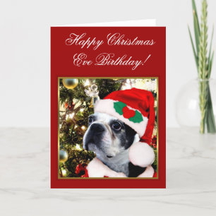 Cartão De Festividades Happy Christmas Eve Birthday Boston terrier